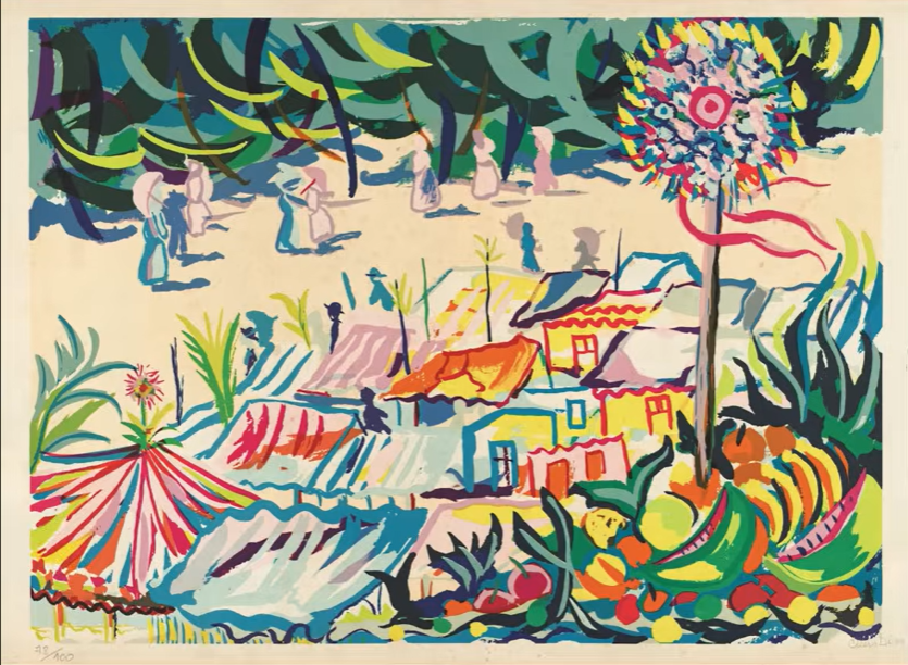 Jardim com figuras, Cícero Dias, serigrafia sobre papel