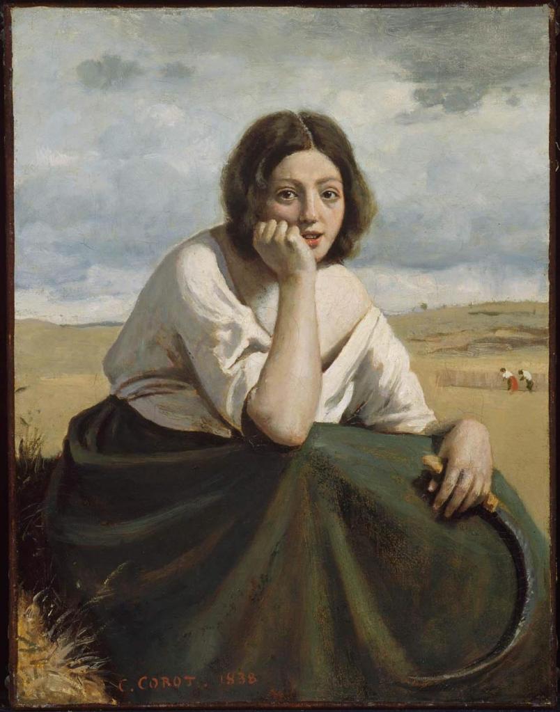 La Moissonneuse tenant sa faucille, la tête appuyée sur la main, Camille Corot, Museum of Fine Arts, Boston