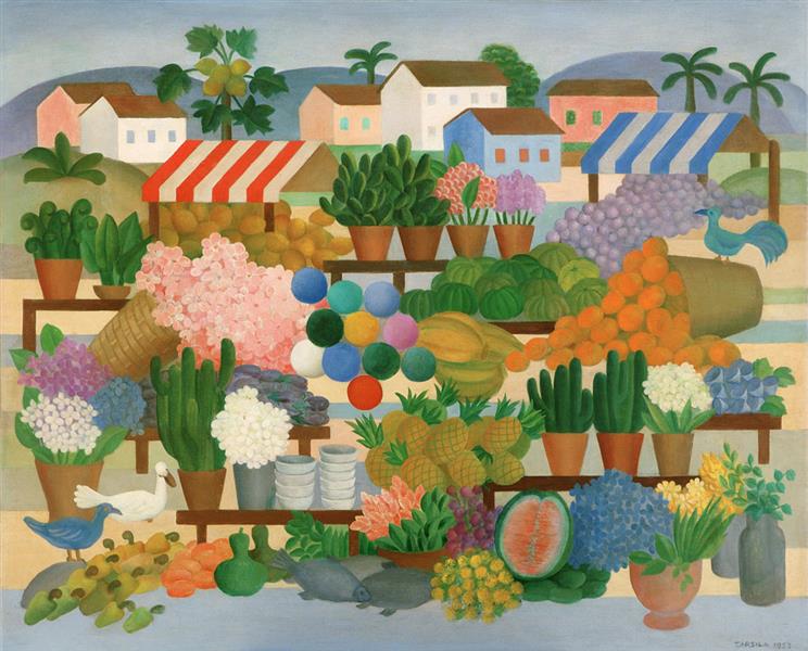 The Fair III (A Feira III), Tarsila do Amaral, 1953